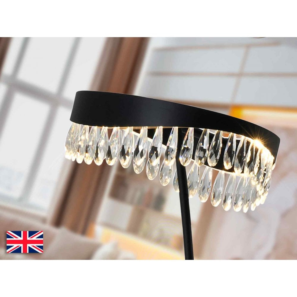 294867UK Selene LED Floor Lamp Black Glass