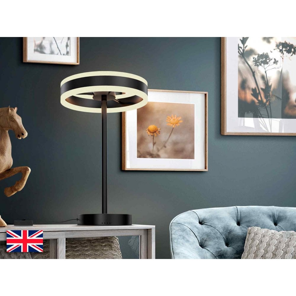 832076UK Helia LED Table Lamp Matt Black