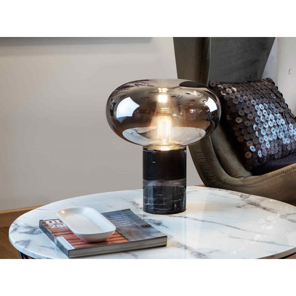 837125UK Fungi Table Lamp Black Marble