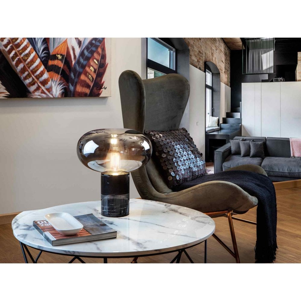 837125UK Fungi Table Lamp Black Marble