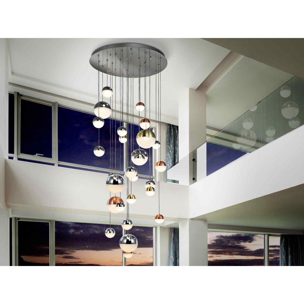 793960GK Sphere LED Large Pendant 27 Light Chrome Brass Copper