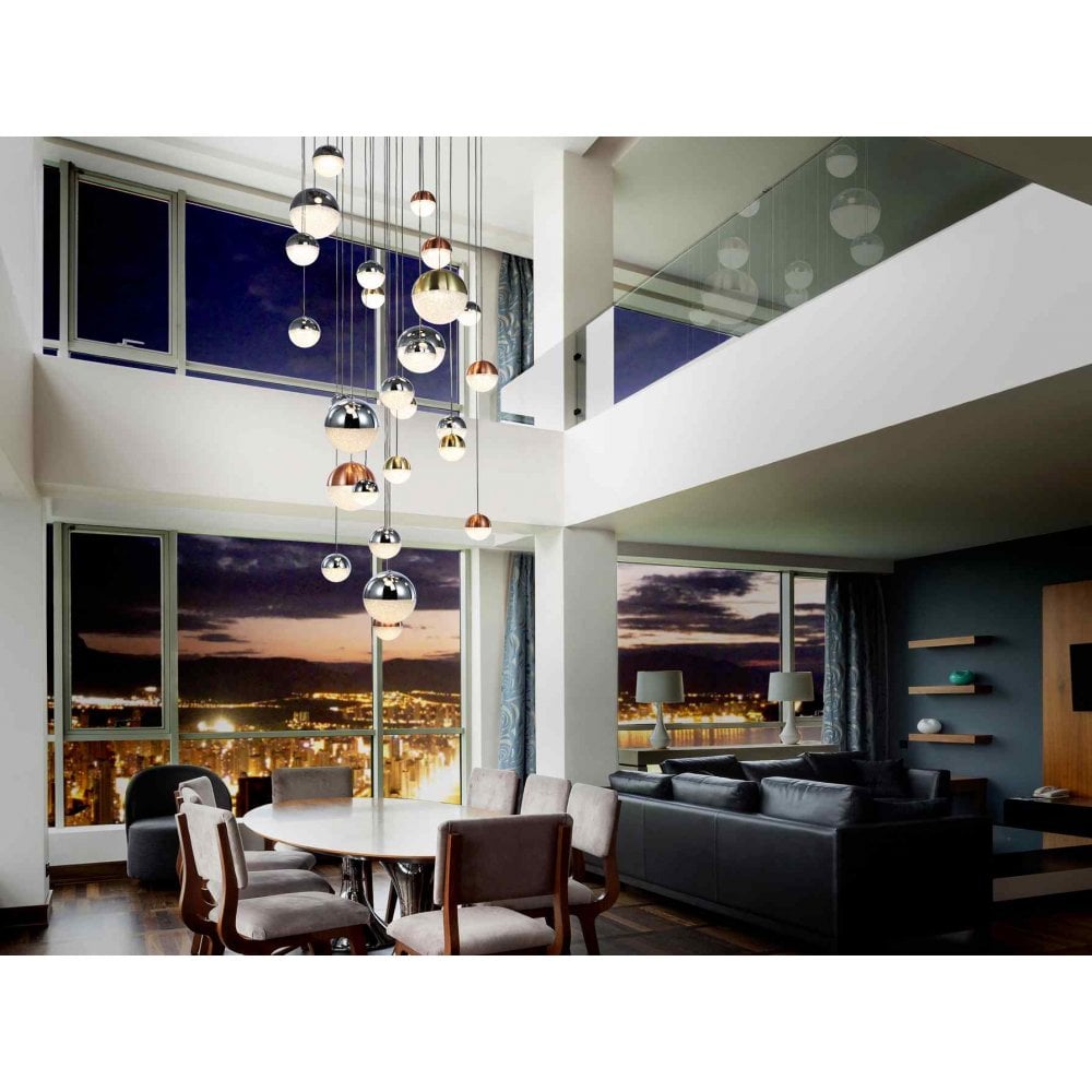 793960GK Sphere LED Large Pendant 27 Light Chrome Brass Copper