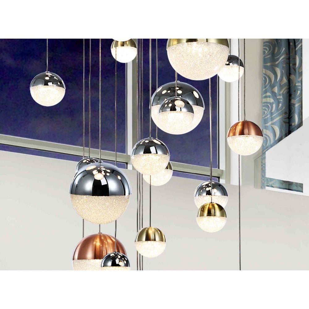 793960GK Sphere LED Large Pendant 27 Light Chrome Brass Copper