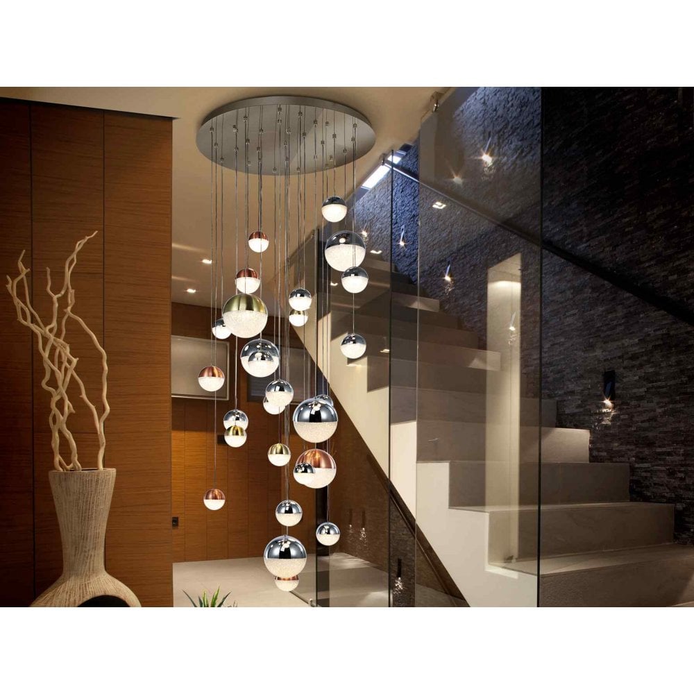 793960K Sphere LED Pendant 27 Light Dimmable Chrome Brass Copper