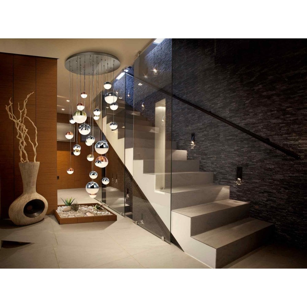 793960K Sphere LED Pendant 27 Light Dimmable Chrome Brass Copper