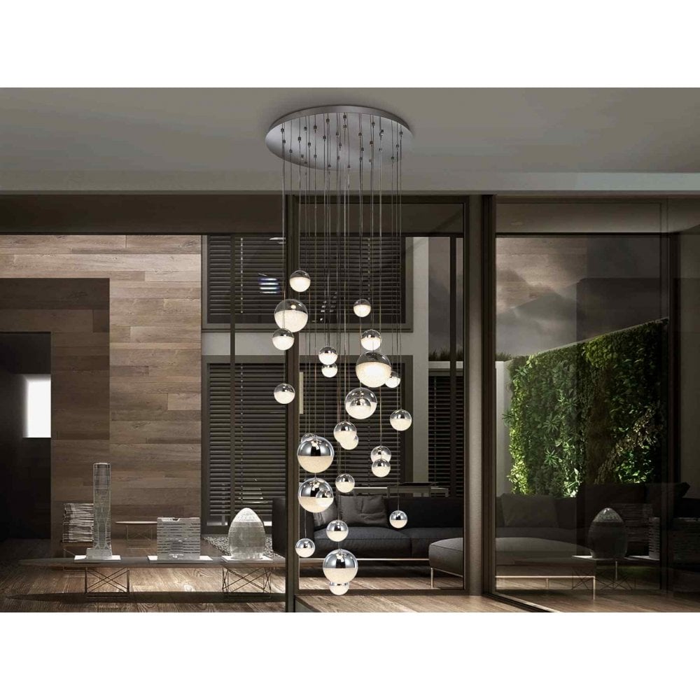 793971GK Sphere Large Pendant 27 Light Dimmable Chrome
