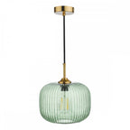 DEM0124 Demarius 1 Light Pendant Green Glass Bronze Detail
