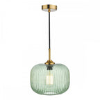 DEM0124 Demarius 1 Light Pendant Green Glass Bronze Detail