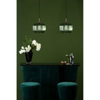 DEM0124 Demarius 1 Light Pendant Green Glass Bronze Detail