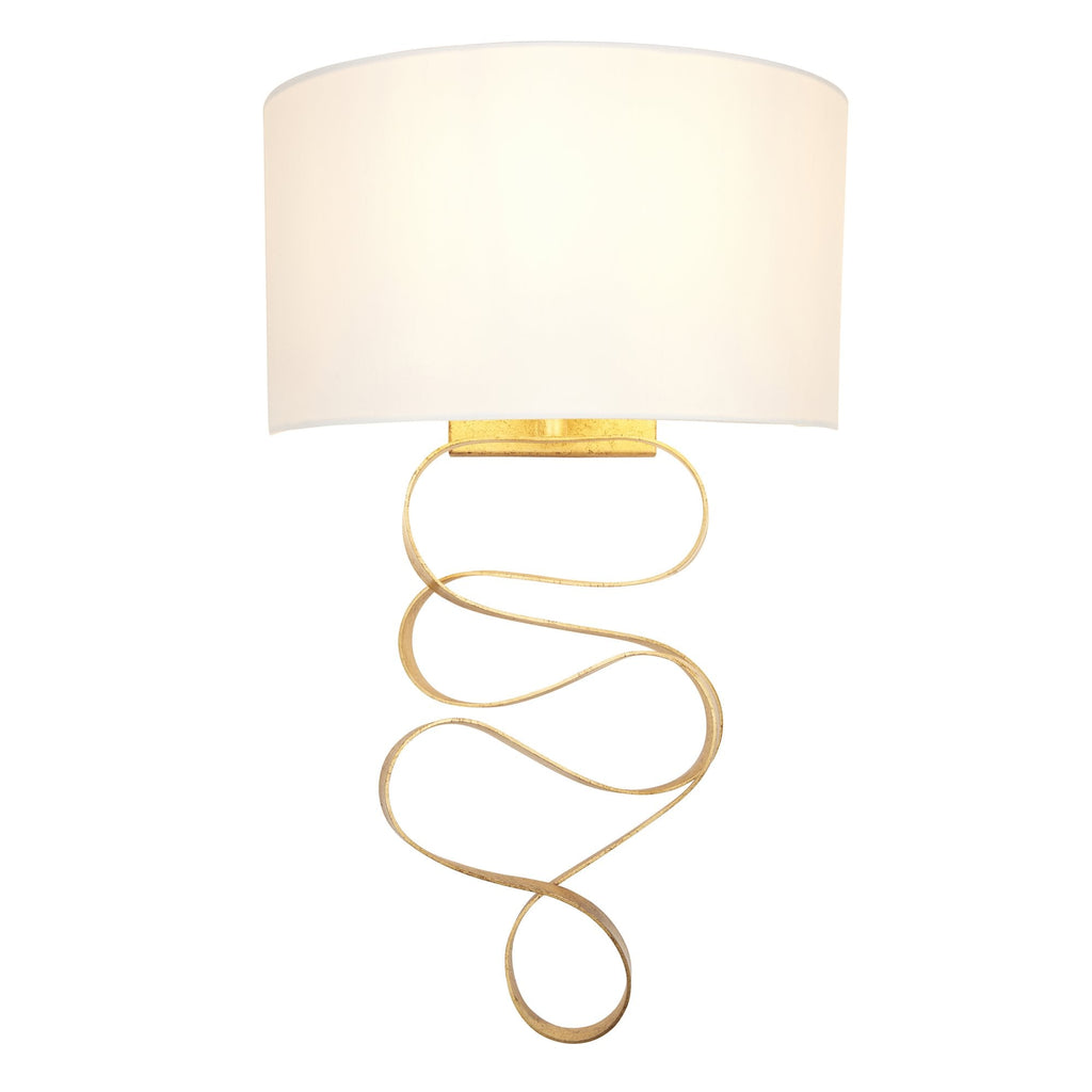 82070 1 Light Wall Light Gold Leaf & Ivory Cotton Fabric