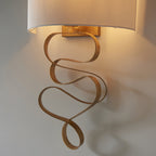 82070 1 Light Wall Light Gold Leaf & Ivory Cotton Fabric