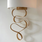 82070 1 Light Wall Light Gold Leaf & Ivory Cotton Fabric