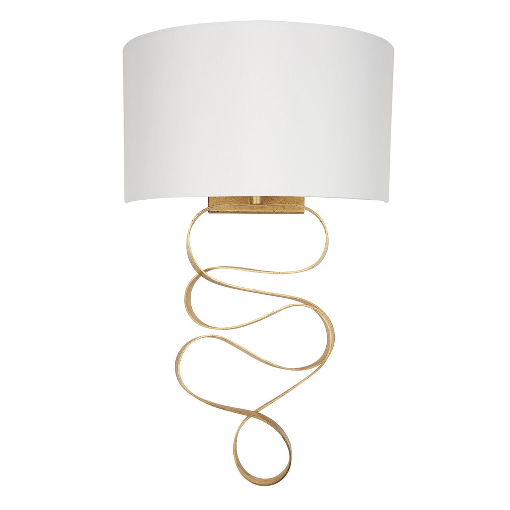 82070 1 Light Wall Light Gold Leaf & Ivory Cotton Fabric