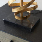 82071 1 Light Table Lamp Gold Leaf With Ivory Cotton And Black Marble