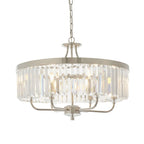 90263 6 Light Pendant Bright Nickel Plate & Clear Cut Glass