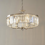 90263 6 Light Pendant Bright Nickel Plate & Clear Cut Glass