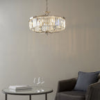 90263 6 Light Pendant Bright Nickel Plate & Clear Cut Glass