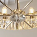 90263 6 Light Pendant Bright Nickel Plate & Clear Cut Glass