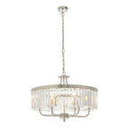 90263 6 Light Pendant Bright Nickel Plate & Clear Cut Glass