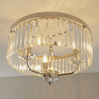 90264 3 Light Semi Flush Ceiling Light Bright Nickel Plate & Clear Cut Glass