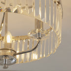90264 3 Light Semi Flush Ceiling Light Bright Nickel Plate & Clear Cut Glass