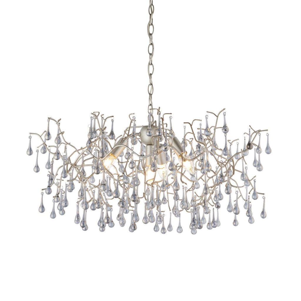 90301 4 Light Pendant Aged Silver Paint & Smokey Grey Tinted Glass