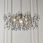 90301 4 Light Pendant Aged Silver Paint & Smokey Grey Tinted Glass