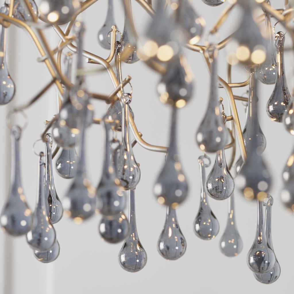 90301 4 Light Pendant Aged Silver Paint & Smokey Grey Tinted Glass