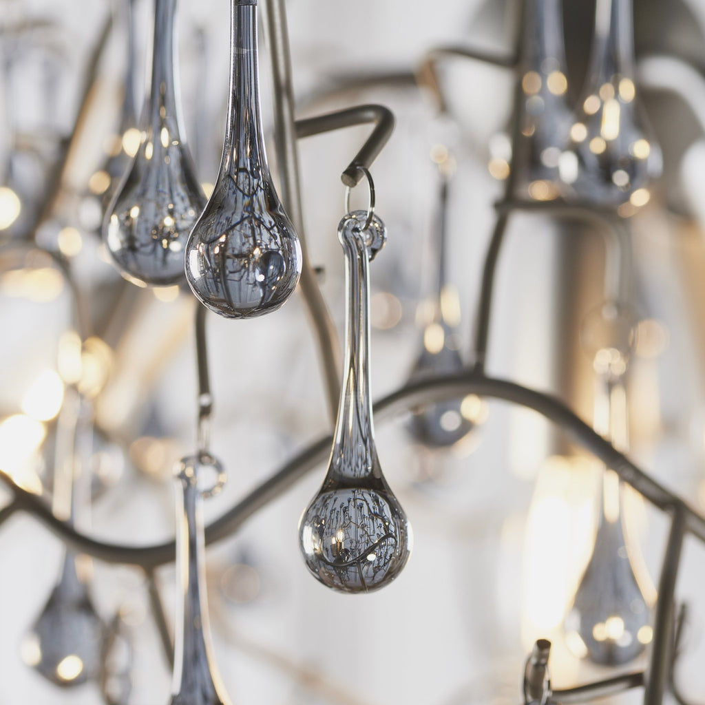 90301 4 Light Pendant Aged Silver Paint & Smokey Grey Tinted Glass