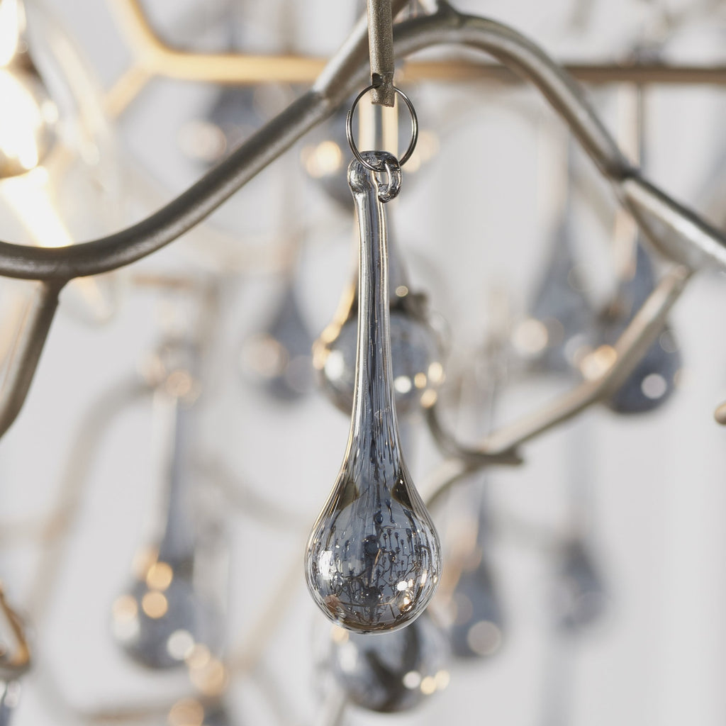 90301 4 Light Pendant Aged Silver Paint & Smokey Grey Tinted Glass