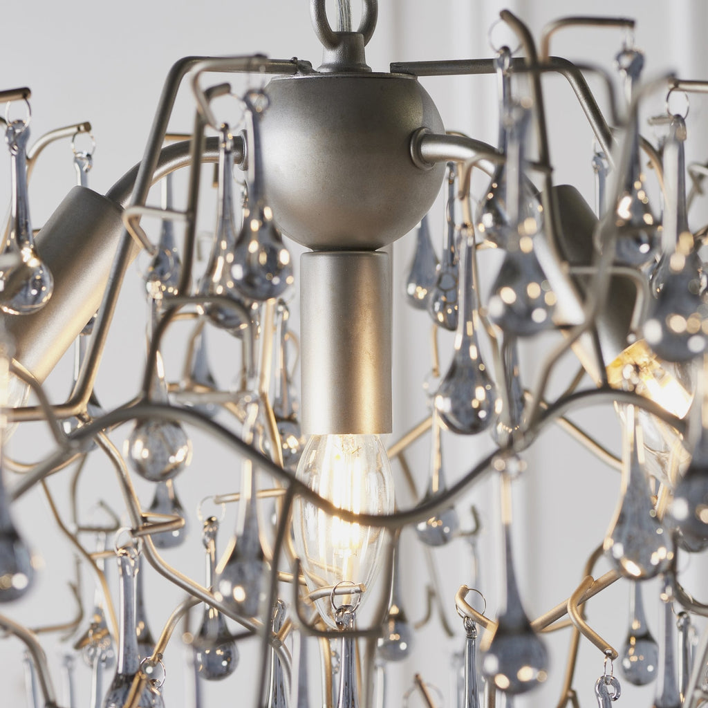 90301 4 Light Pendant Aged Silver Paint & Smokey Grey Tinted Glass