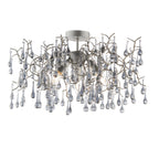 90302 3 Light Semi Flush Ceiling Light Aged Silver Paint & Smokey Grey Tinted Glass (SD)