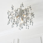 90302 3 Light Semi Flush Ceiling Light Aged Silver Paint & Smokey Grey Tinted Glass