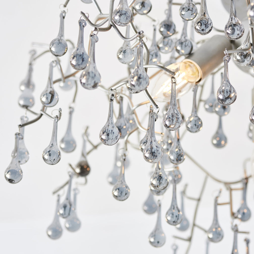 90302 3 Light Semi Flush Ceiling Light Aged Silver Paint & Smokey Grey Tinted Glass (SD)