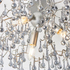 90302 3 Light Semi Flush Ceiling Light Aged Silver Paint & Smokey Grey Tinted Glass