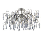 90302 3 Light Semi Flush Ceiling Light Aged Silver Paint & Smokey Grey Tinted Glass