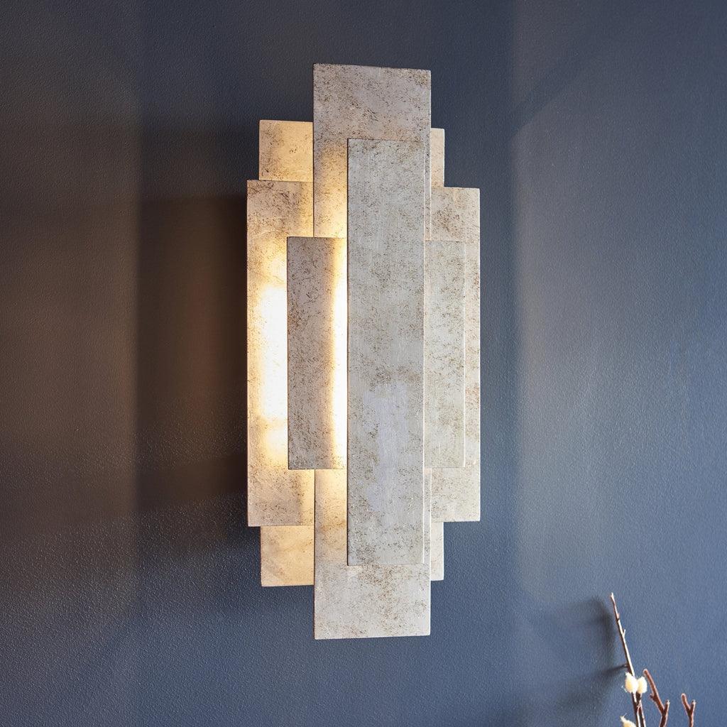 90451 2 Light Wall Light Antique Silver Leaf