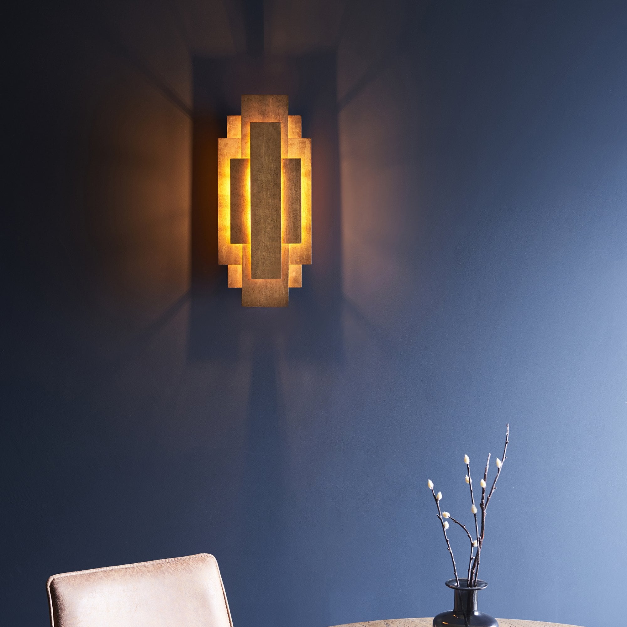 90452 2 Light Wall Light Antique Gold Leaf