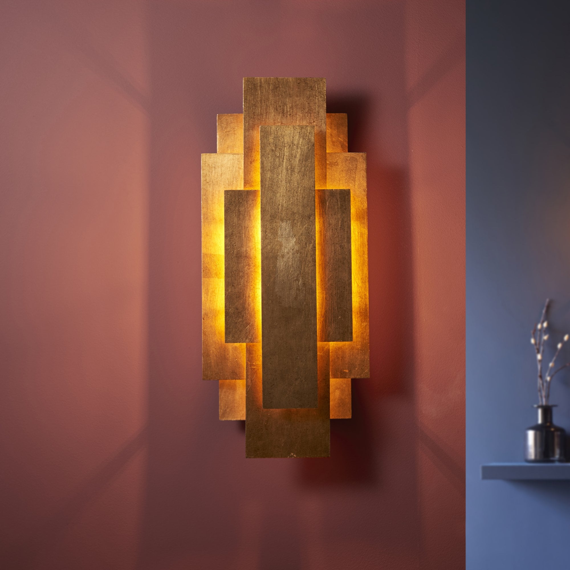 90452 2 Light Wall Light Antique Gold Leaf
