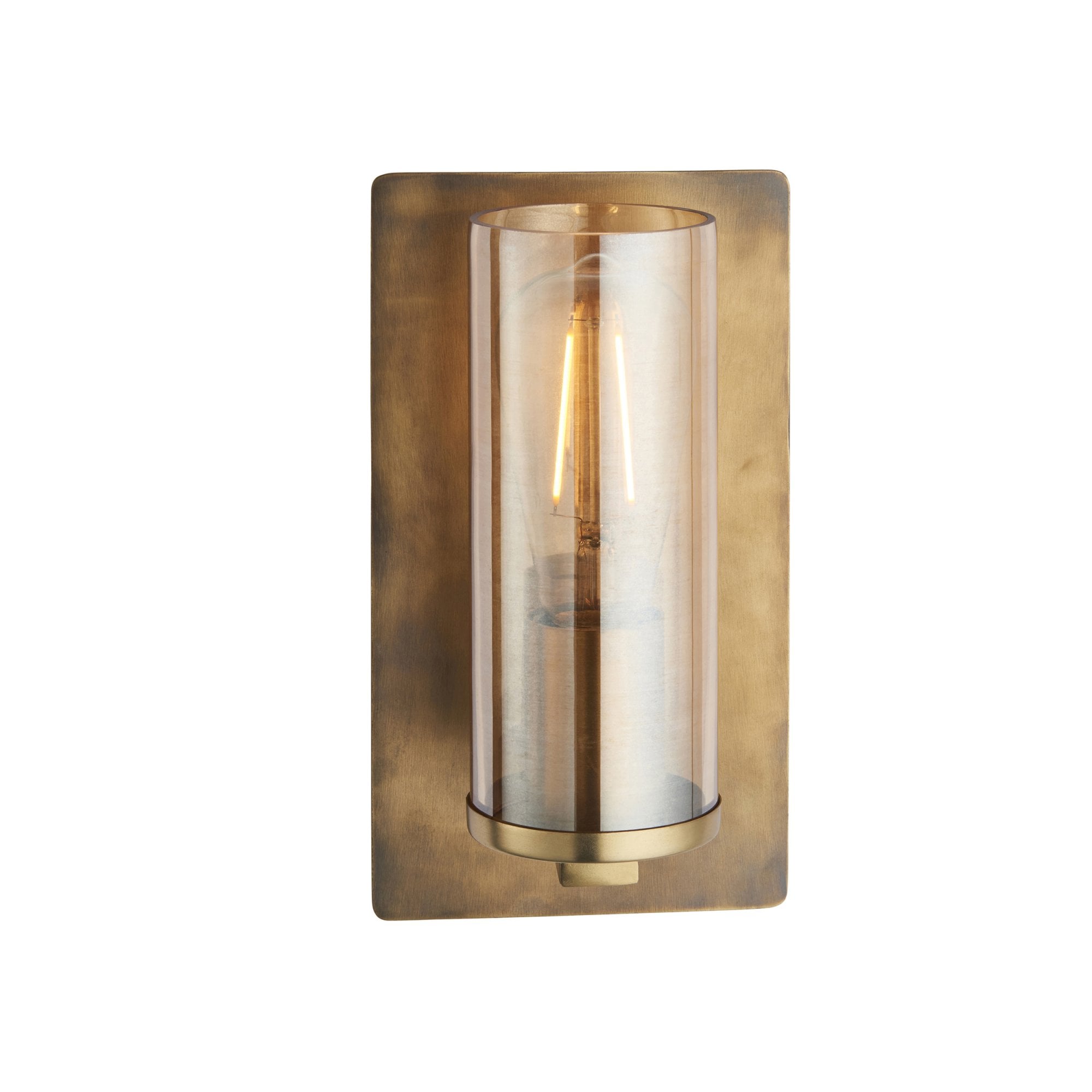 90598 1 Light Wall Light Brass Patina & Champagne Lustre Glass
