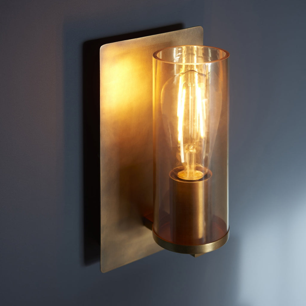 90598 1 Light Wall Light Brass Patina & Champagne Lustre Glass