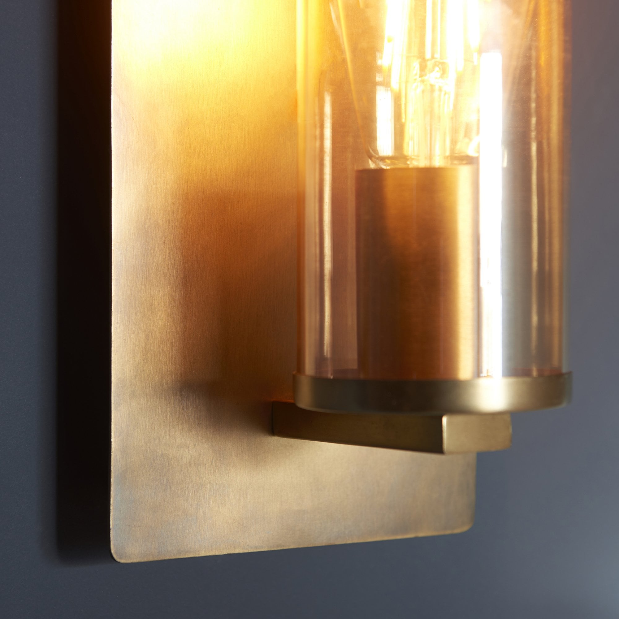 90598 1 Light Wall Light Brass Patina & Champagne Lustre Glass