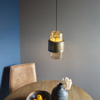 90599 1 Light Pendant Brass Patina & Champagne Lustre Glass