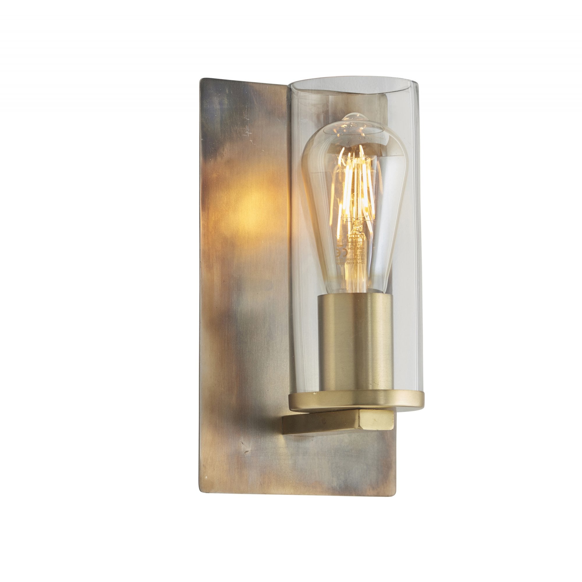 90600 1 Light Wall Light Bronze Patina Plate & Clear Glass