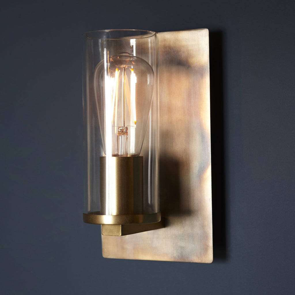 90600 1 Light Wall Light Bronze Patina Plate & Clear Glass