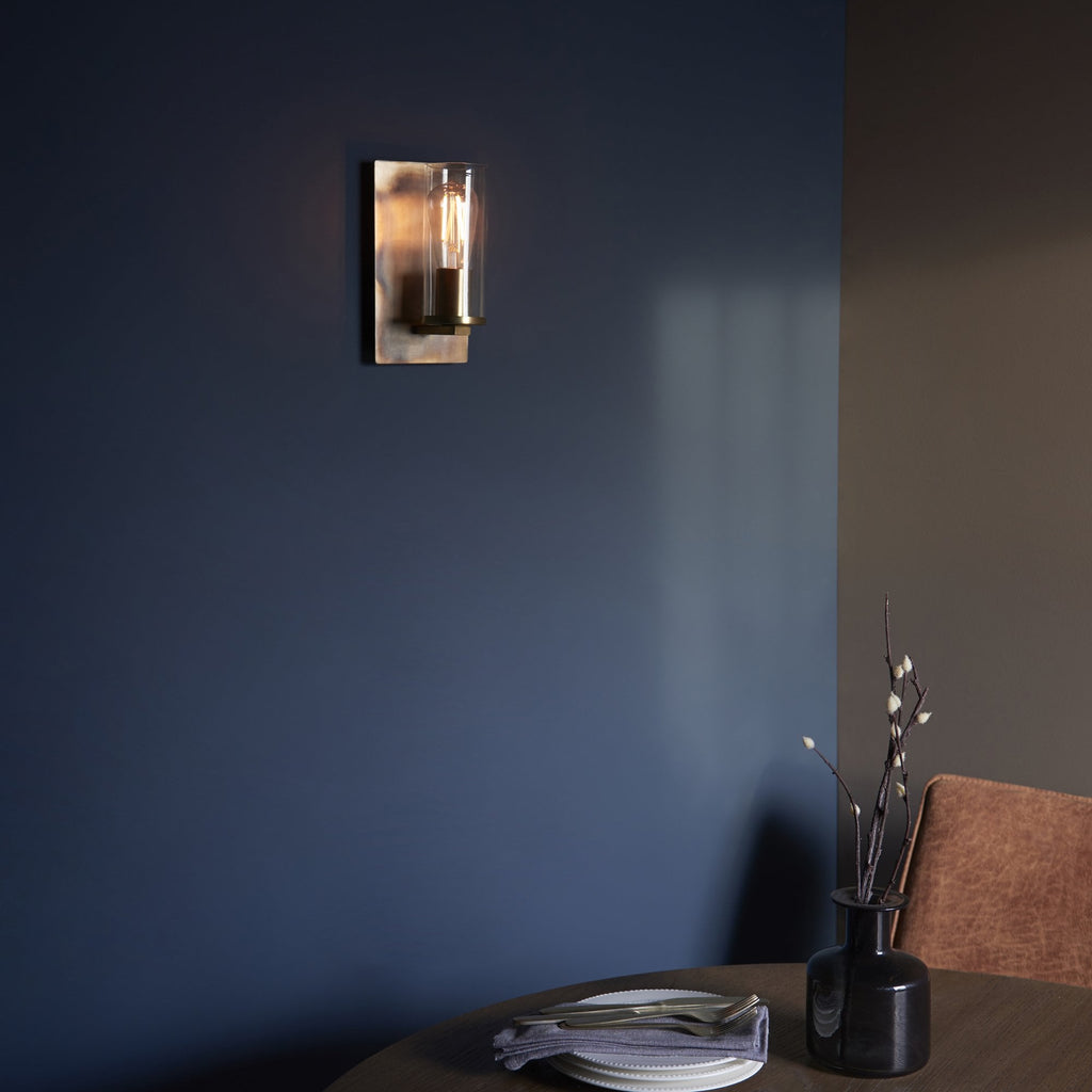 90600 1 Light Wall Light Bronze Patina Plate & Clear Glass