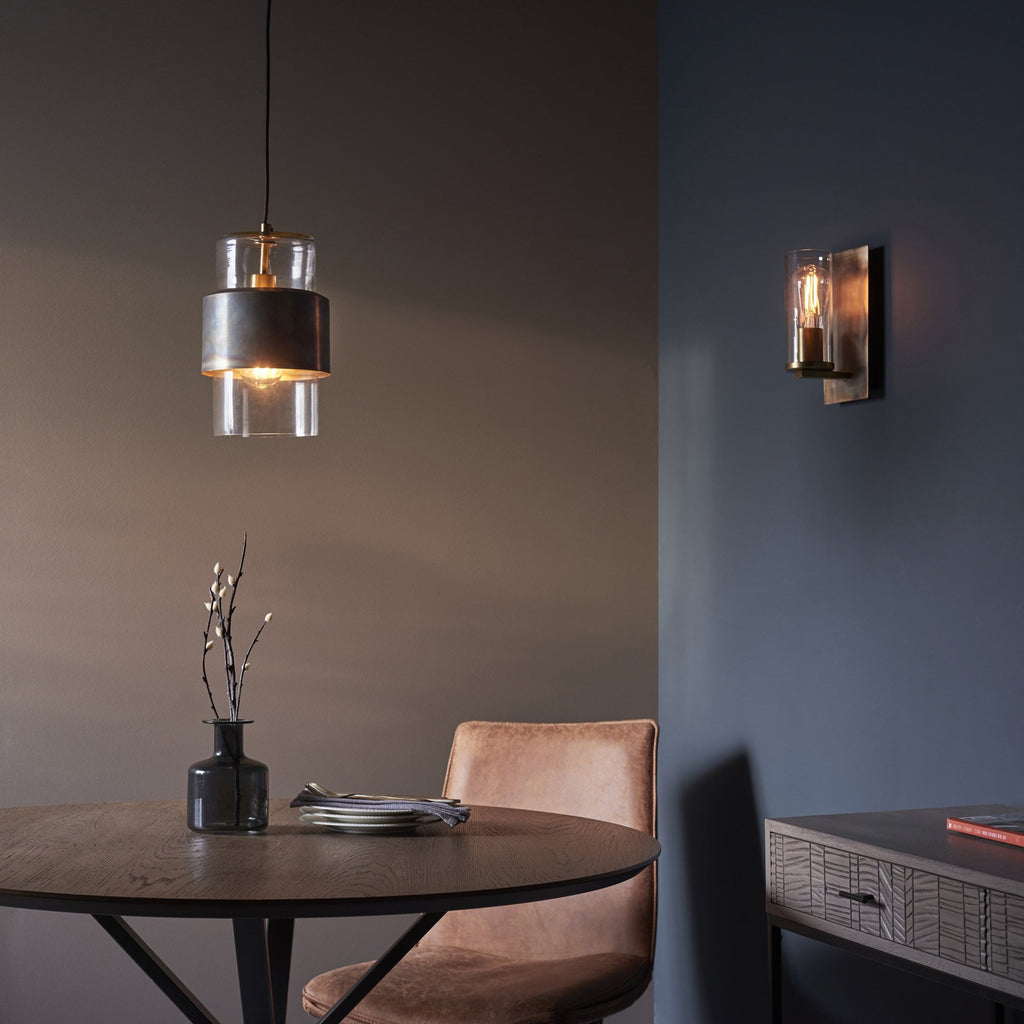 90600 1 Light Wall Light Bronze Patina Plate & Clear Glass