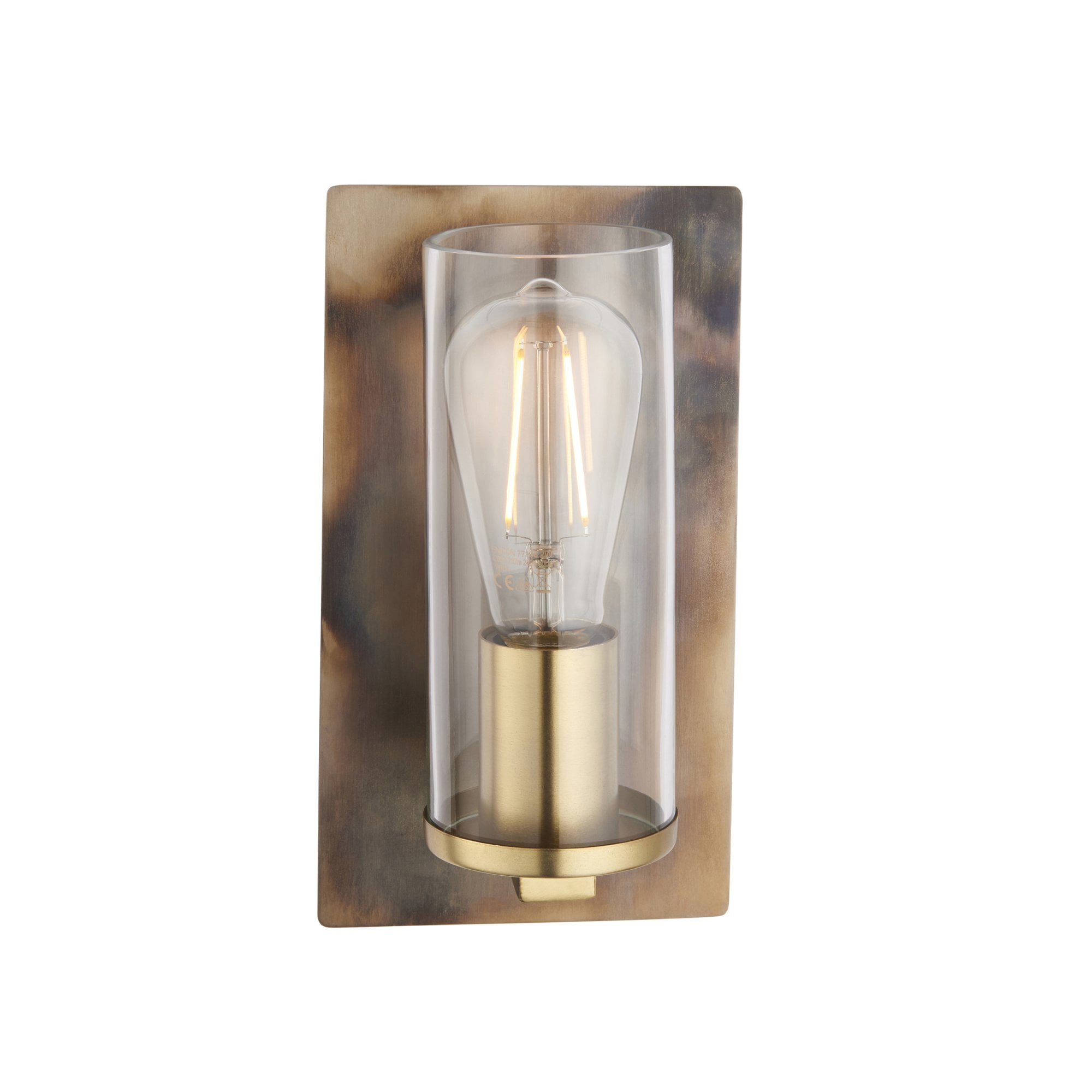 90600 1 Light Wall Light Bronze Patina Plate & Clear Glass