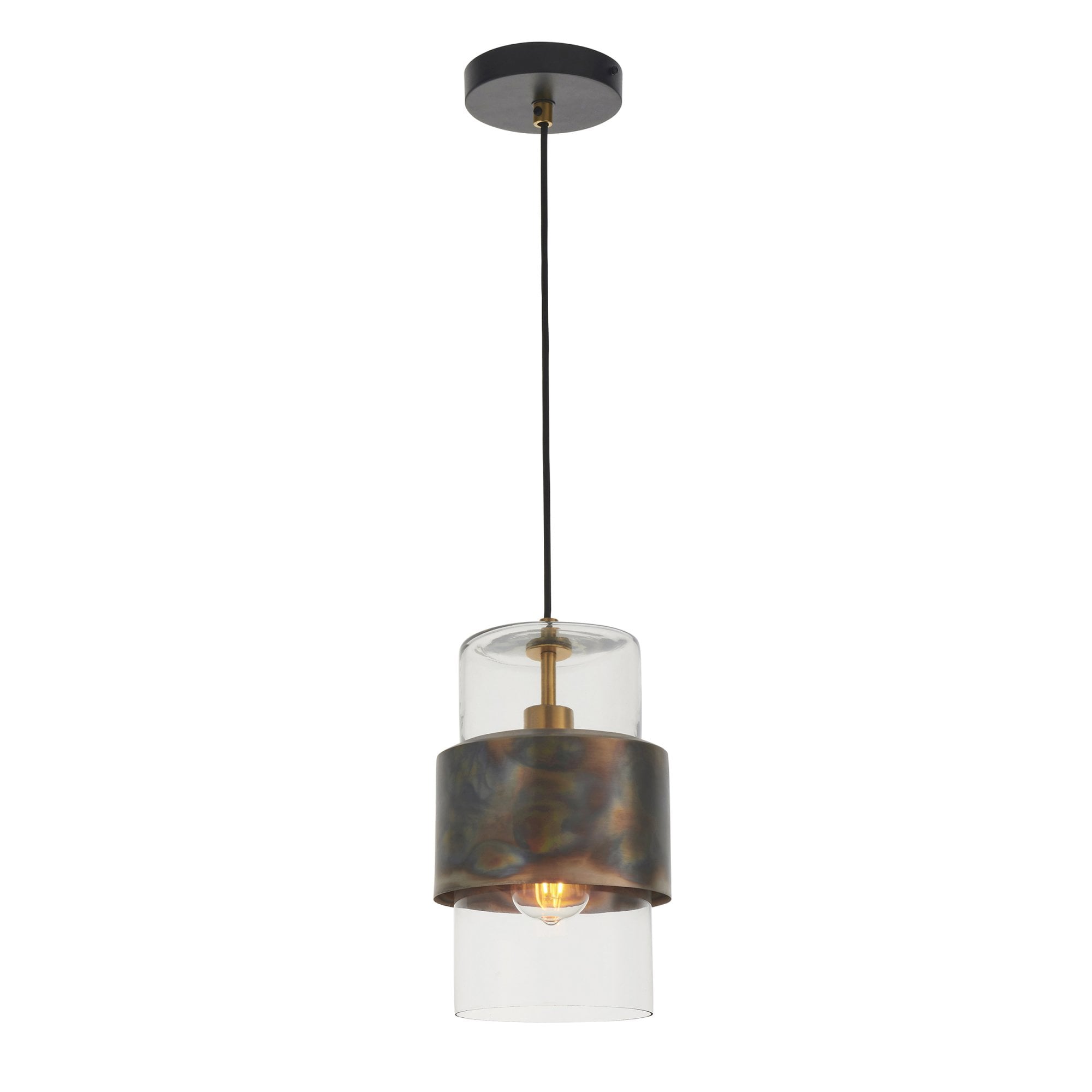 90601 1 Light Pendant Bronze Patina Plate & Clear Glass