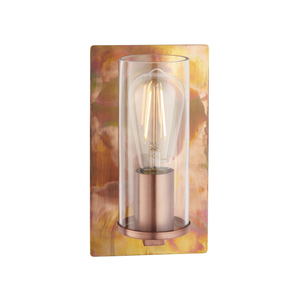 90602 1 Light Wall Light Copper Patina Plate & Clear Glass